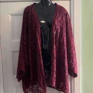 Elegant Burgundy Lace Cardigan